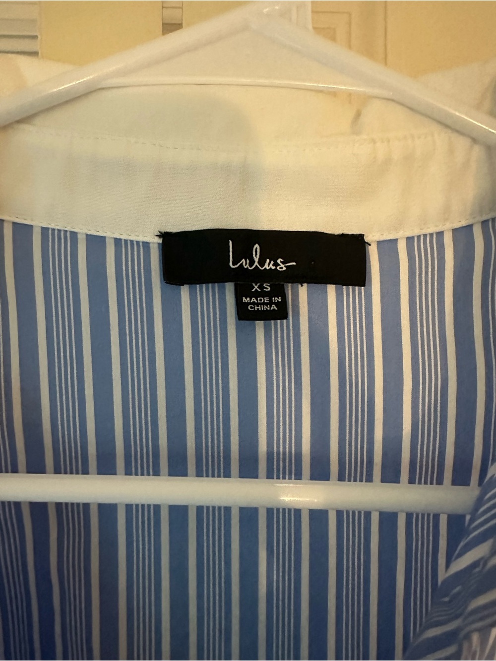 Lulu's Light Blue and White Striped Shirt Dress - Picture 2 of 3